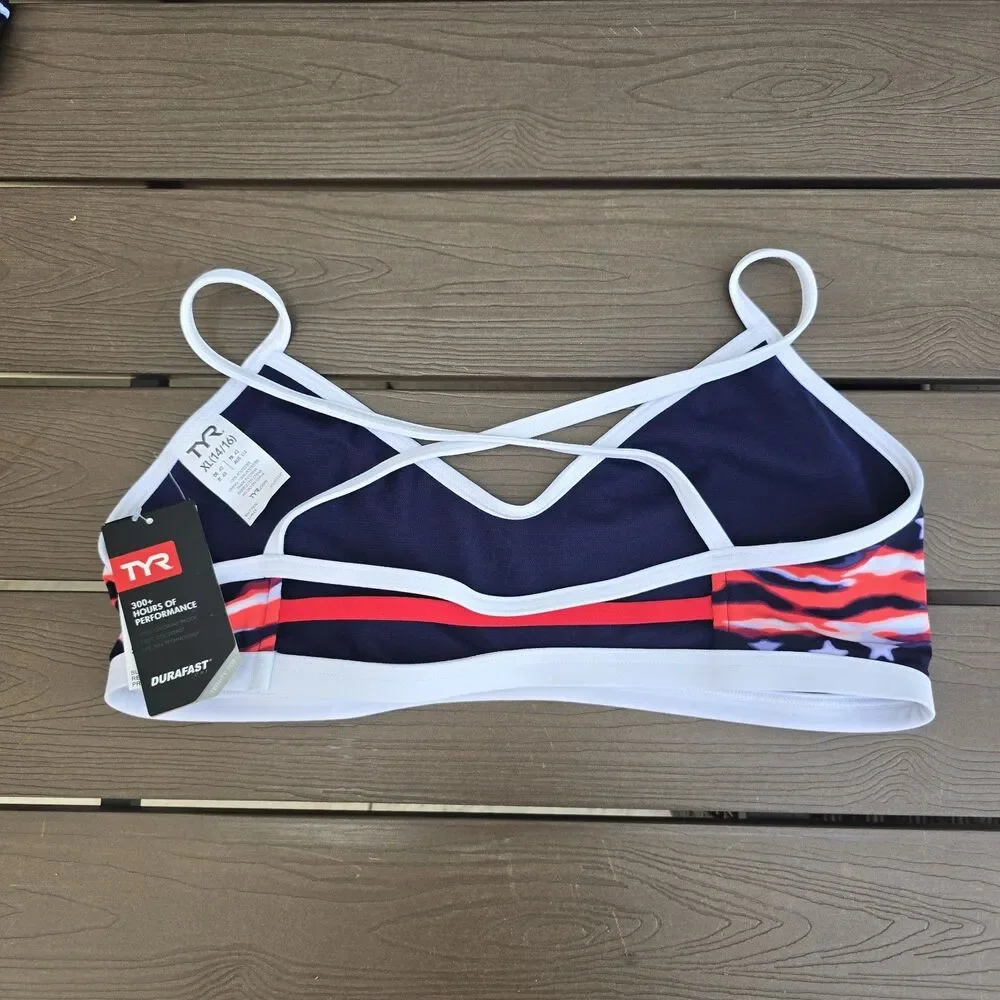 TYR Women's Trinity Top Bundle All American & Meso Sz XL New